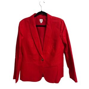 J. Crew Factory | Linen-blend Holland blazer AL222 Red Orange S 16